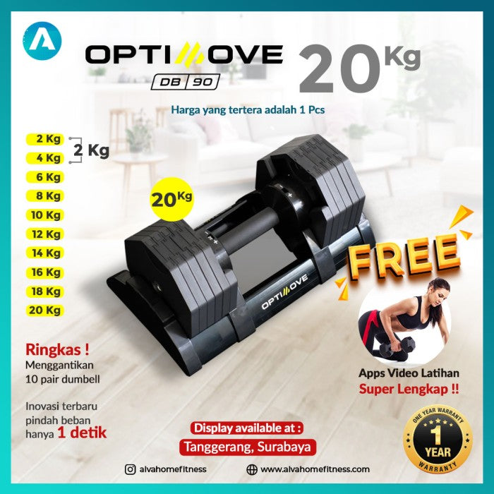 Optimove DB-90 Adjustable Hexa Dumbell Set 20 Kg - 32 Kg - 40 Kg - Rack Only