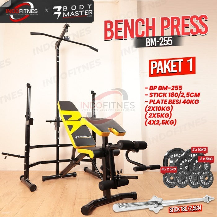 BODYMASTER Bench Press BM-255 Home Gym Preacher Curl Lat Pull Down - Kuning, BELUM ONGKIR