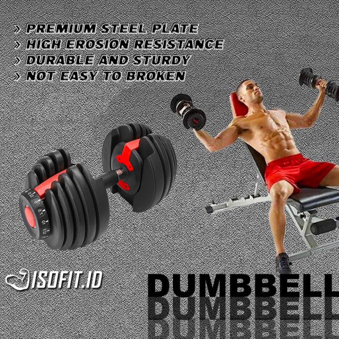 Adjustable Dumbbell Barbell Set Isofit 2.5 KG - 25 KG [PAKET 2 PCS]