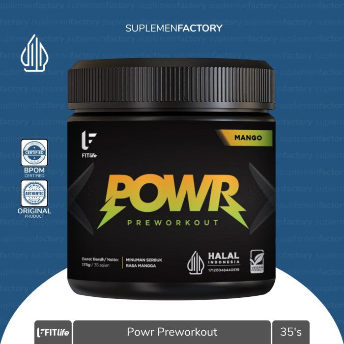 Fitlife POWR 35 Serving Pre Workout Fit Life Halal BPOM