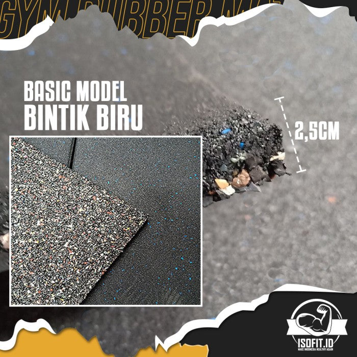 Gym Rubber Floor Mat / Karpet Lantai Karet Tempat Fitness - 1,5CM BIRU