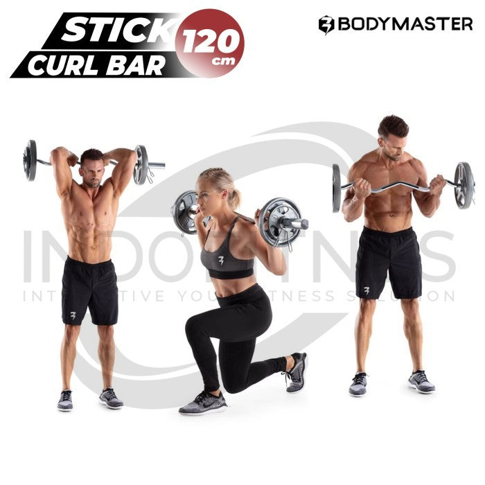 BODYMASTER Stick EZ Curl Bar 130cm Chrome - Stik Bengkok Bicep Barbell - Stick BM-A186