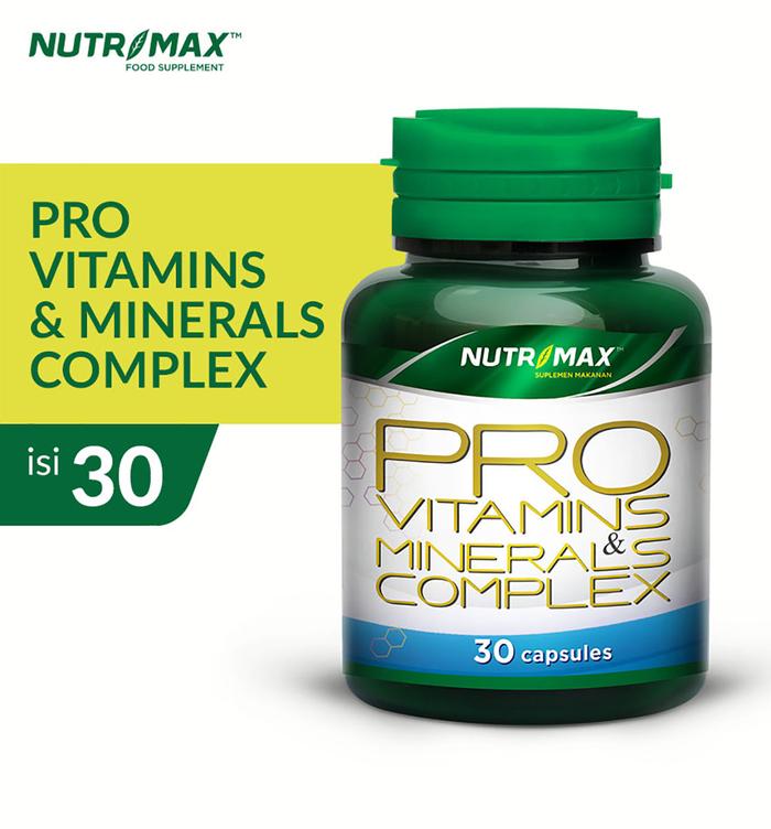 Nutrimax Pro Vitamins dan Minerals Complex Tablet Multivitamin Vitamin dan Kalsium  Isi 30 Kapsul