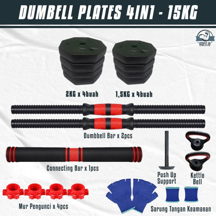 DUMBELL SET / Barbel / Alat Angkat Beban / Alat Fitness - TRI 2IN1-20KG