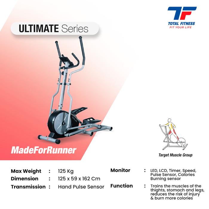TOTAL FITNESS Alat Olahraga Rumah Big Elliptical Cross Trainer TL-388E