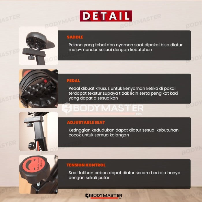 BODYMASTER Spinning Bike BM-708  Sepeda Statis Olahraga - Fitness RPM
