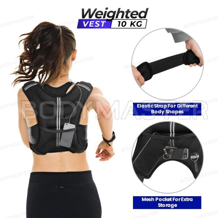 BODYMASTER Weighted Vest 10KG E232 Rompi pemberat beban 10 KG Weight - Hitam