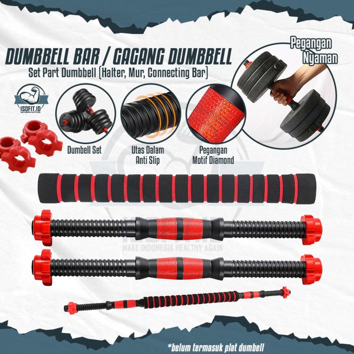 Part Dumbell Set / Dumbell Bar / Gagang Dumbell / Mur Pengunci - Push Up+Kettle