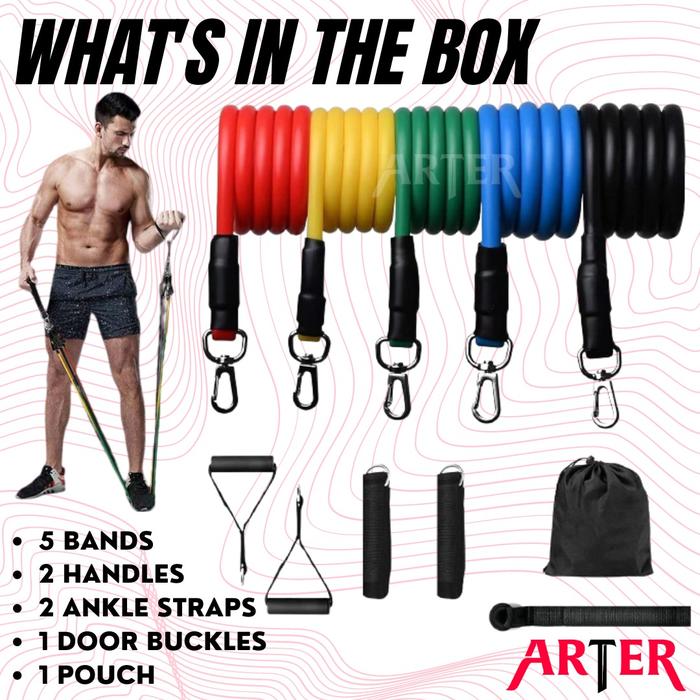 ARTER Pro Resistance Band Resistant Tube Full Set Gym Yoga Pilates