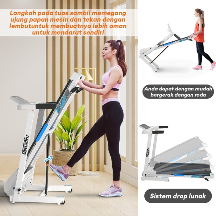 OneTwoFit Treadmill Listrik 2.5HP Treadmill Cerdas Treadmill Rumah With Bluetooth Speaker+Mobile Sports APP
