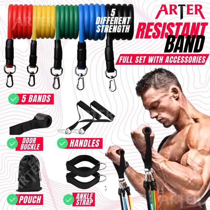 ARTER Pro Resistance Band Resistant Tube Full Set Gym Yoga Pilates