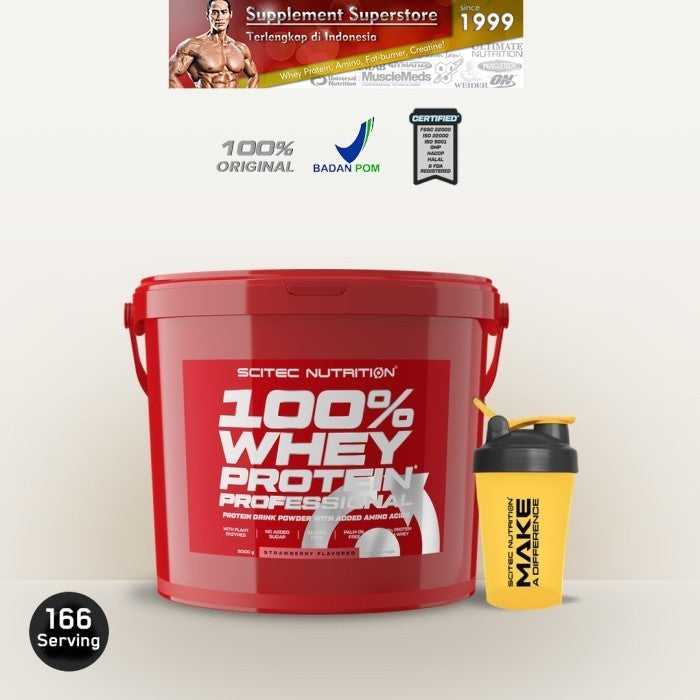 Scitec - WHEY PROTEIN PROFESSIONAL 5000Gram - Strawberry - Tanpa bonus