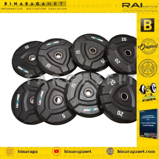 BUMPER PLATE BLACK LIVEPRO SET 5kg s/d 20kg Total 100kg