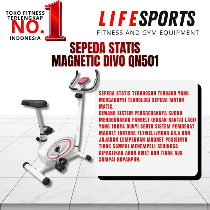 Alat fitness sepeda statis magnetic divo QN501 sepeda statis untuk olahraga rumah promo