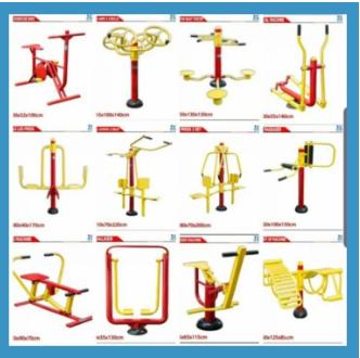 paket alat fitness outdoor taman olahraga bergaransi (3alat) elliptical, horse rider, upright bike
