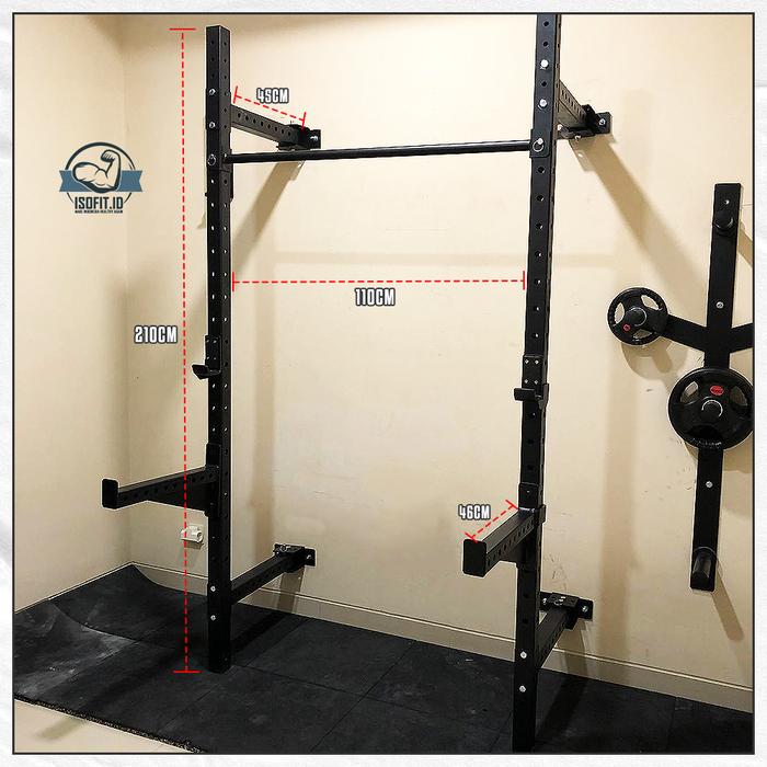 Wall Folded Squat Rack Frame / Foldable Squat Rack / Squat Rack Lipat Dinding Minimalis - Red New