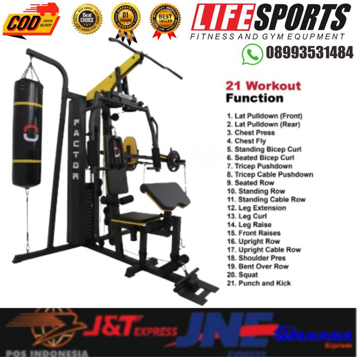 Alat Fitness Home Gym 3 sisi + SAMSAK TINJU 150LBS iReborn Muti Station Home