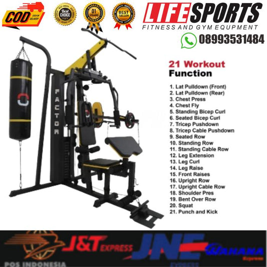 Alat Fitness Home Gym 3 sisi + SAMSAK TINJU 150LBS iReborn Muti Station Home