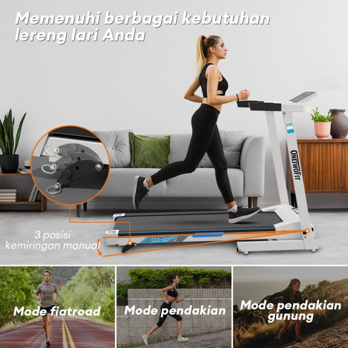 OneTwoFit Treadmill Listrik 2.5HP Treadmill Cerdas Treadmill Rumah With Bluetooth Speaker+Mobile Sports APP