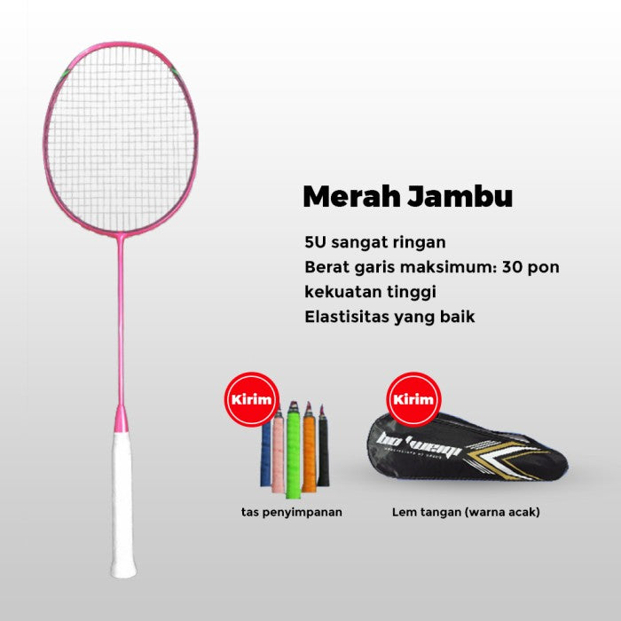 OneTwoFit Raket Badminton Full Carbon 30Lbs 78G Kirim Tas penyimpanan - Biru