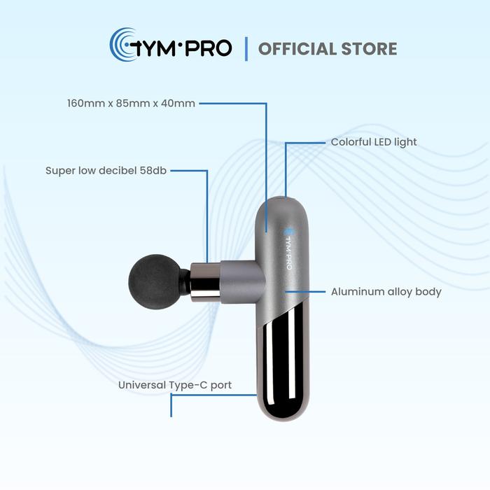 GYMPRO FIT 1 Muscle Massage Gun Portable Fascial Gun Alat Pijat Getar Elektrik Relaksasi Otot Fusia