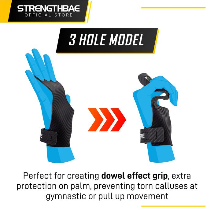 Crossfit Grip STRENGTHBAE Pull Up Gymnastic Grips Gym Glove Gloves   - With Hole L
