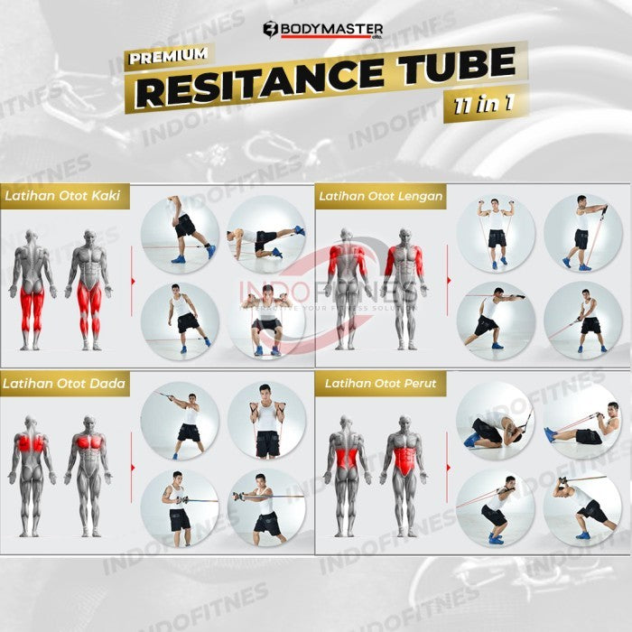 BODYMASTER Premium 150lbs Resistance Band Set I315 Tube Set Latex TPE  - TPE