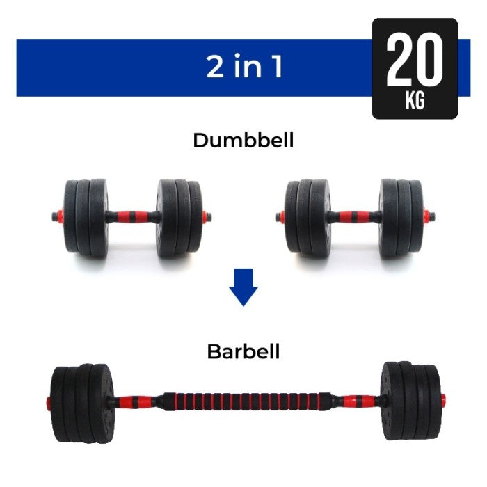 Dumbbell Barbell Murah F205 20Kg Adjustable Dumbbell Set 2 in 1 Untuk