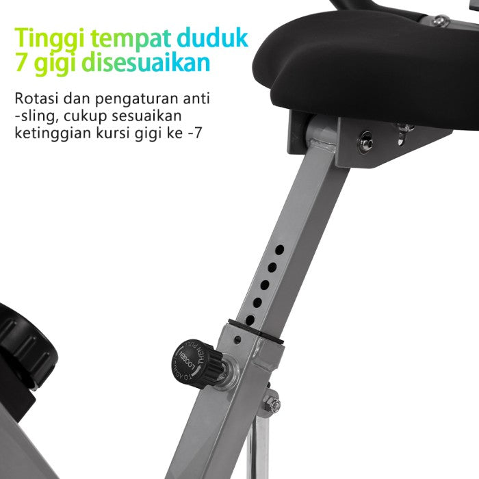 OneTwoFit X-Bike Foldable Exercise Bike With LED Monitor Adjustable Seat Magnetic X-Bike