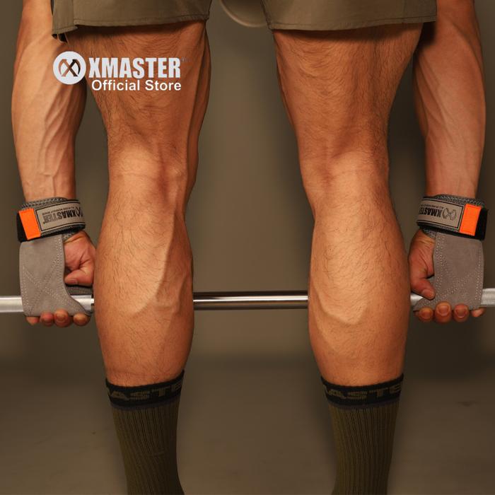XMASTER Leather Palm Grip for Weightlifting Support - Gray