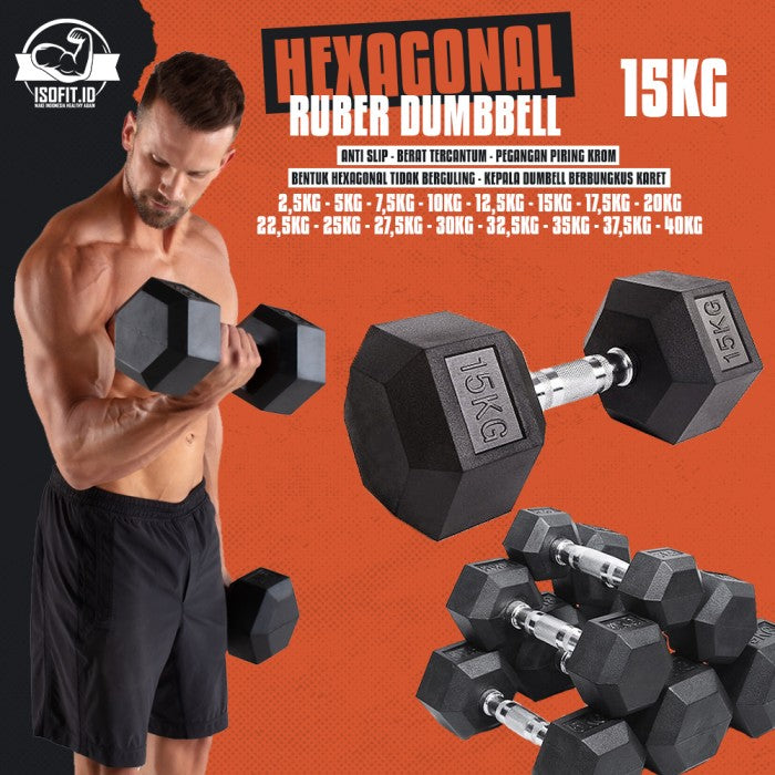Hex Rubber Dumbell / Barbel Hexagonal Karet - 2,5 KG
