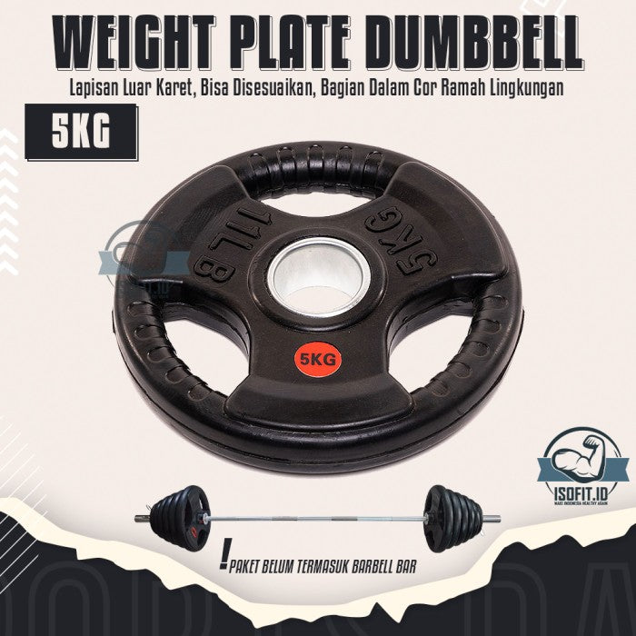 3-Grip Rubberized Weight Plate Barbel / Plat Pemberat Barbel - 2,5KG