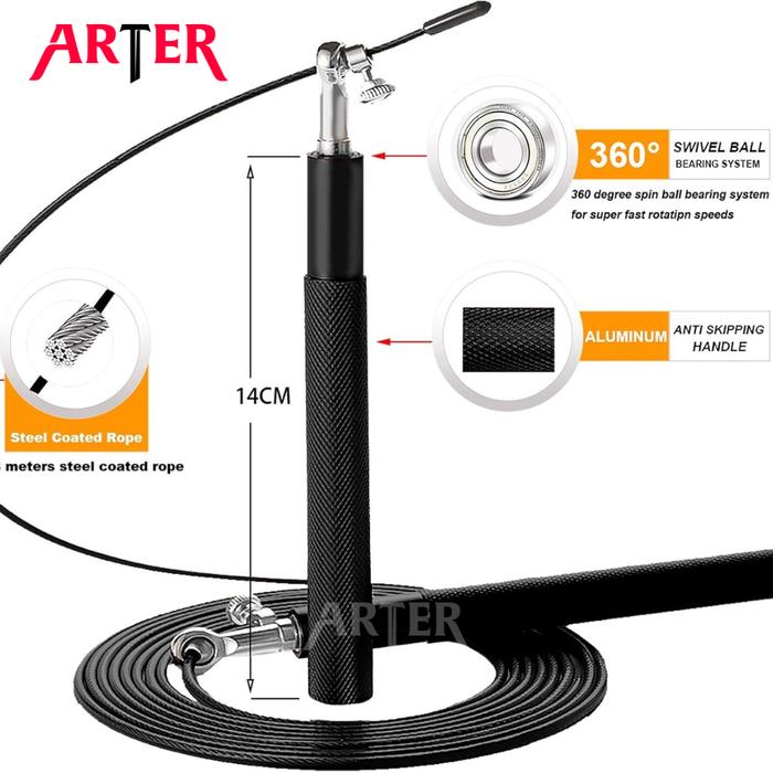 ARTER Steel Premium Skipping Rope 3 Meter Tali Skipping Speed Rope Lompat Tali ALUMINIUM