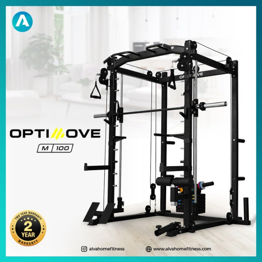 Optimove M-100 Home Gym - Cable Crossover - Smith Machine - Squat Rack - Alat Saja