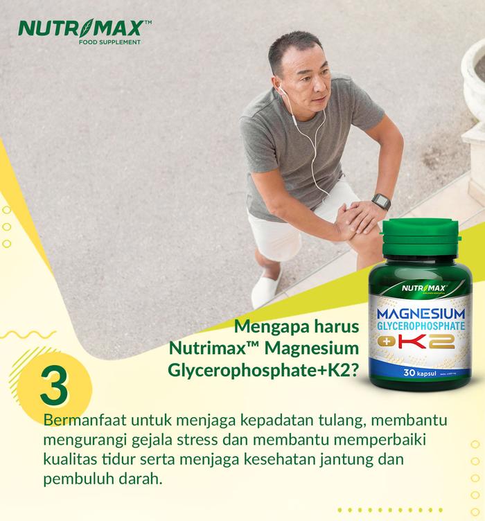Nutrimax Vitamin Magnesium Glycerophosphate + K2 Mengandung Givomag Calcium Vitamin K2 Water Soluble