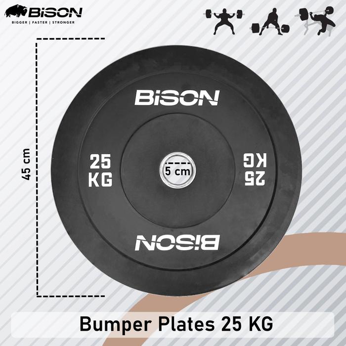 Bison 25 Kg Bumper Plates Olympic Training Bebanan Barbell Classic