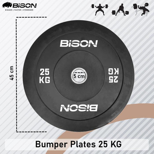 Bison 25 Kg Bumper Plates Olympic Training Bebanan Barbell Classic