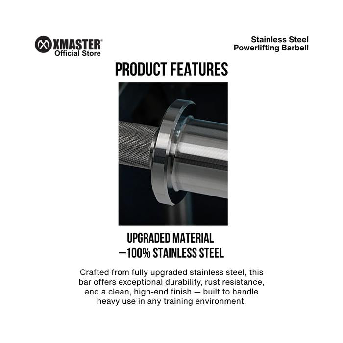 XMASTER Stainless Steel Powerlifting Barbell 20kg