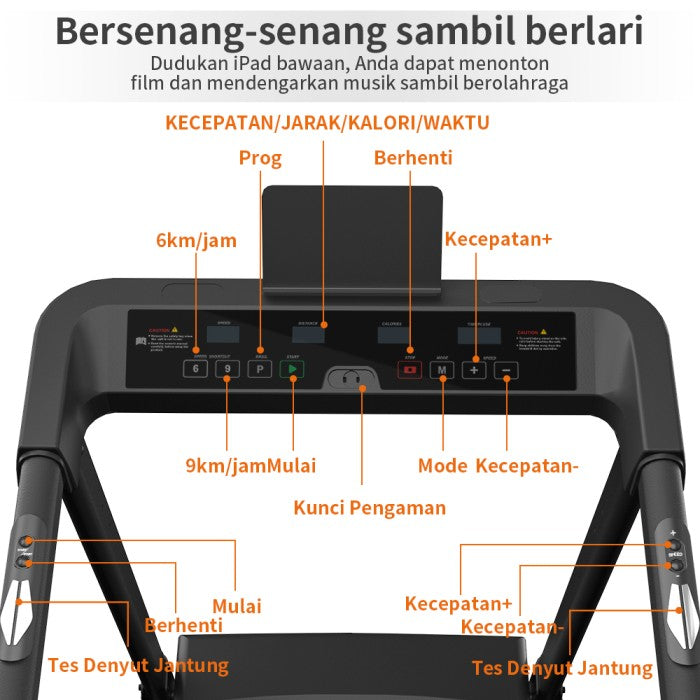 OneTwoFit Treadmill Cerdas 2.5HP Treadmill Elektrik Auto incline Multifungsi Treadmill Alat Fitness