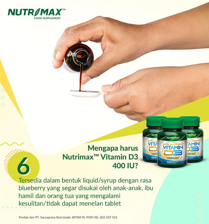 Nutrimax Vitamin Vit D3 400 IU Kesehatan Tulang Gigi Imunitas Osteoporosis Imun Tubuh - 120 TABLET