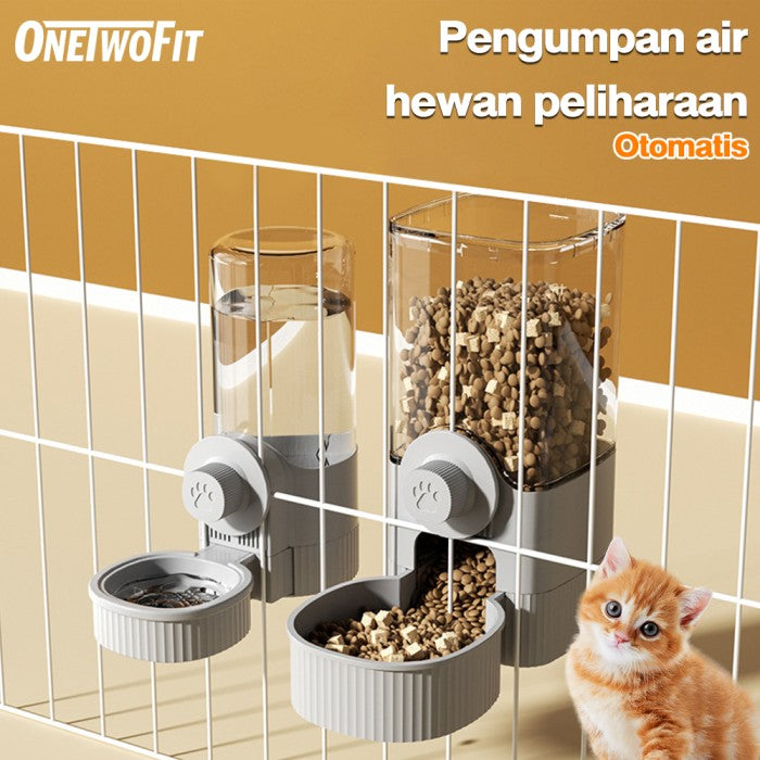 OneTwoFit Tempat Makan Kucing Gantung Pet Food Water Dispenser - Paket kombinasi