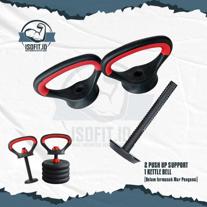 Part Dumbell Set / Dumbell Bar / Gagang Dumbell / Mur Pengunci - Push Up+Kettle