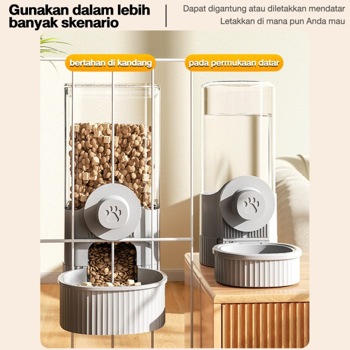 OneTwoFit Tempat Makan Kucing Gantung Pet Food Water Dispenser - Paket kombinasi