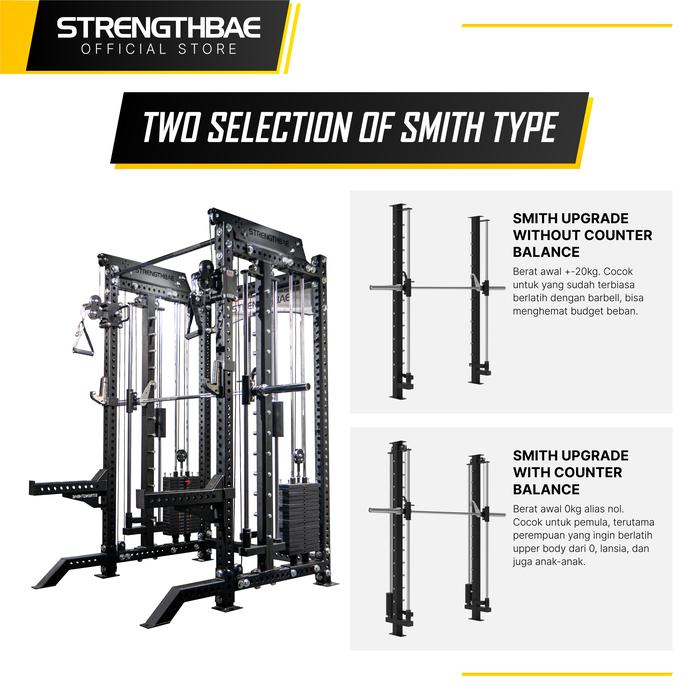 Evolve All in One Trainer STRENGTHBAE Upgradeable Power Rack Smith Machine Cable Machine Home Gym 1 Sisi - Rack+Cable75kg