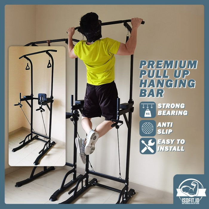 All In One Adjustable Premium Pull Up / Dipping Hanging Bar - Hitam