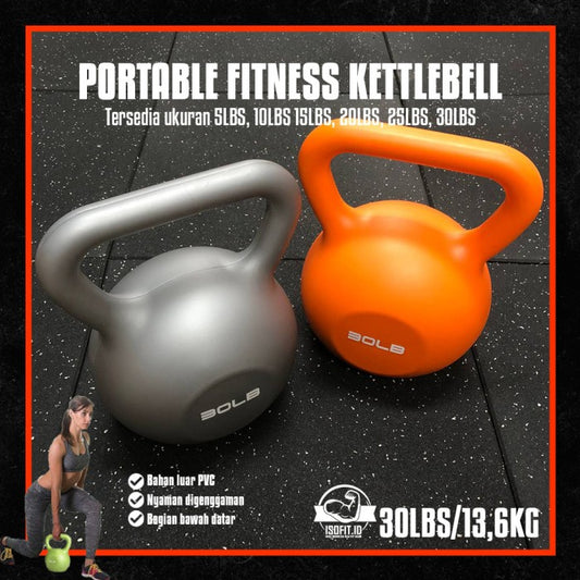 KettleBell 30-LBS / Ketel Bel / Kettle Bell / Alat Angkat Beban / Alat Squat Fitness Rumah bahan PVC Vinyl Halus