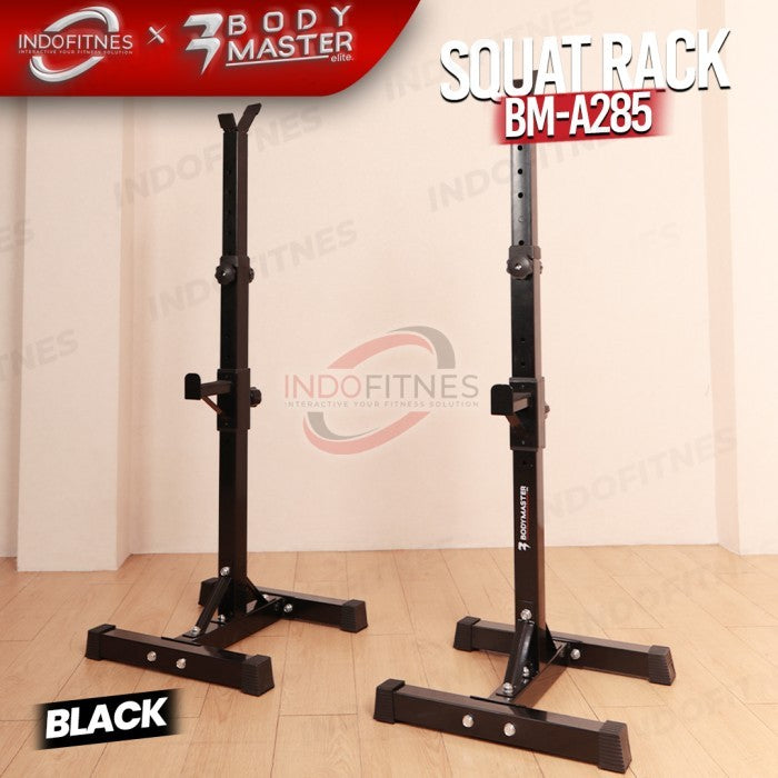 BODYMASTER Squat Rack BM-A285 Barbell Rak Tiang Bench Press Stand Gym - Merah, Belum Ongkir