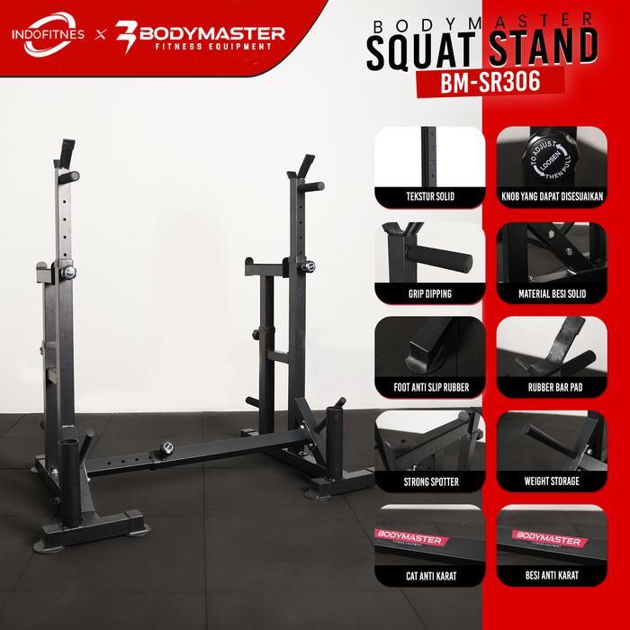 BODYMASTER Squat Stand BM-SR306, Squat Rack Bench Press Home Gym Barbell Tiang Workout