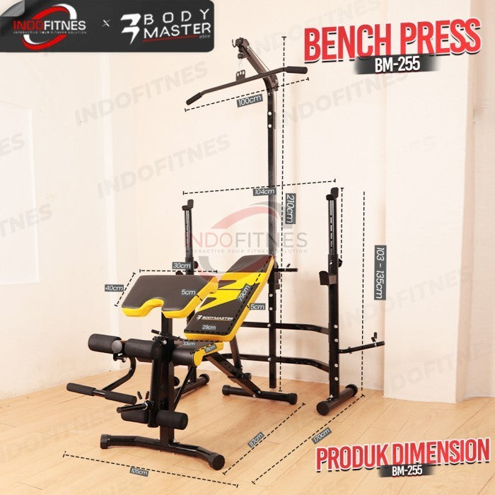 BODYMASTER Bench Press BM-255 Home Gym Preacher Curl Lat Pull Down - Kuning, BELUM ONGKIR