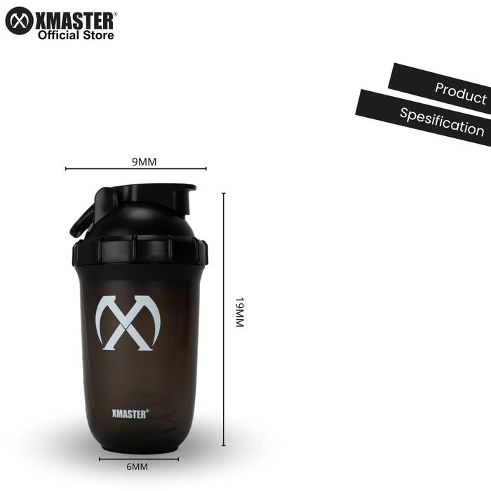 XMASTER 500ml Shaker Bottle Protein with Stainless Steel Whisk Ball 100% Leak Proof ROGUE Portable Botol - PP White